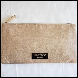 Jimmy Choo Gold Glitter Clutch Cosmetic Bag NWOT